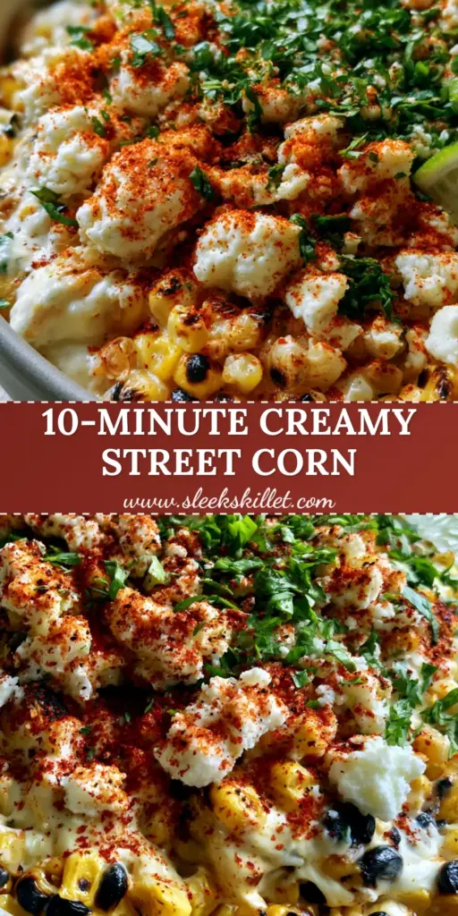 A shallow matte ceramic bowl of Esquites featuring charred corn, white crema dressing, and red Tajin seasoning.