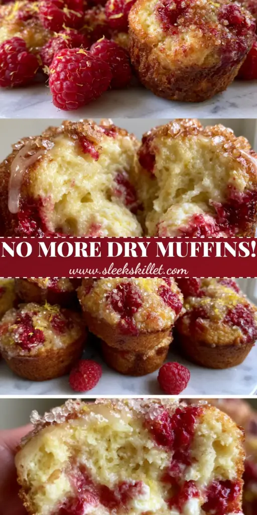 A rustic pile of golden-brown raspberry lemon ricotta muffins encrusted with sparkling turbinado sugar on a marble surface.