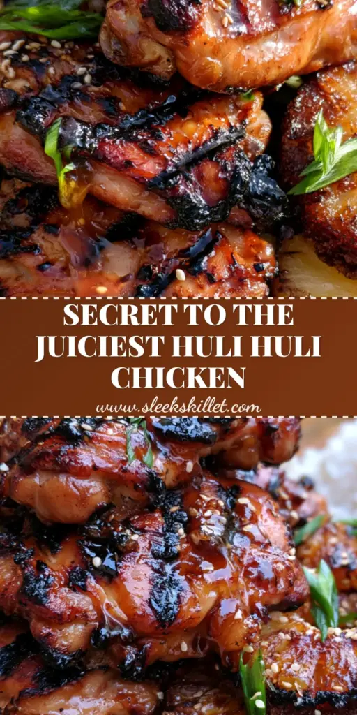 Close-up of several grilled Hawaiian Huli Huli chicken thighs with mahogany glaze, charred pineapple, and jasmine rice on a rustic platter. (Hawaiian Huli Huli Chicken)