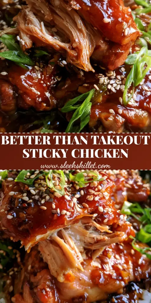 A close-up of Slow Cooker Sticky Honey Chicken being served with a fork, showing tender meat fibers and a thick mahogany glaze over jasmine rice.