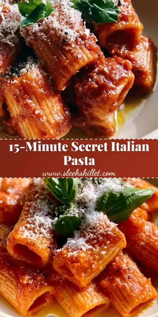 Authentic Italian Recipes: The Ultimate Roman Rigatoni with Glossy Tomato Sauce 4 Close-up of Roman rigatoni in glossy tomato sauce with pecorino and torn basil (authentic Italian recipes)
