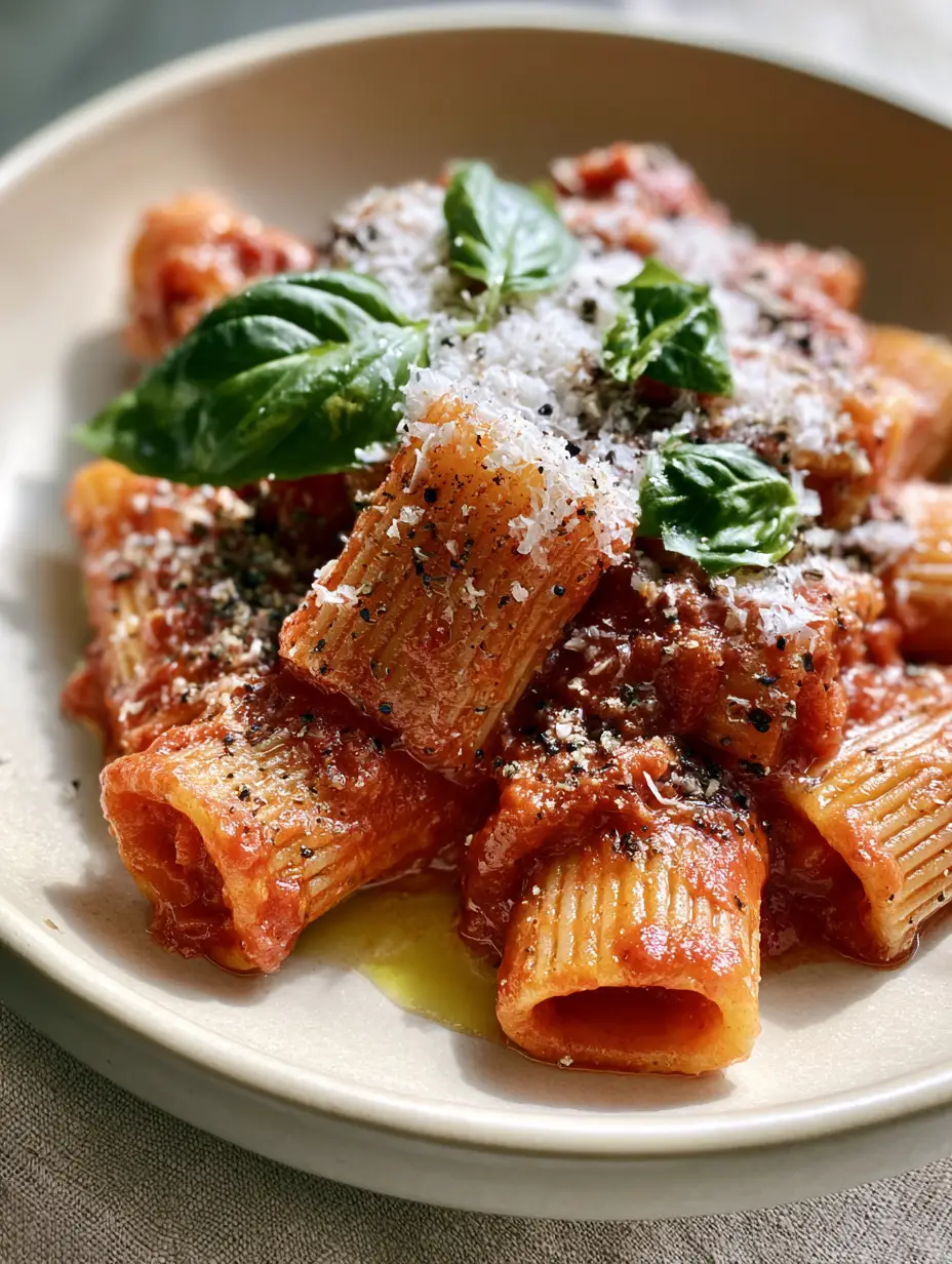 Authentic Italian Recipes: The Ultimate Roman Rigatoni with Glossy Tomato Sauce 3 Extreme close-up of glossy tomato sauce clinging to ridged rigatoni (authentic Italian recipes)