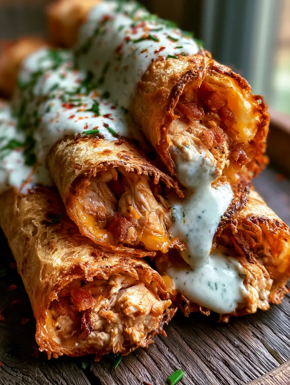Extreme close-up of lacy fried cheese shells with visible charred edges, shredded chicken, and melted cheddar. (Keto Chicken Bacon Ranch Taquitos)