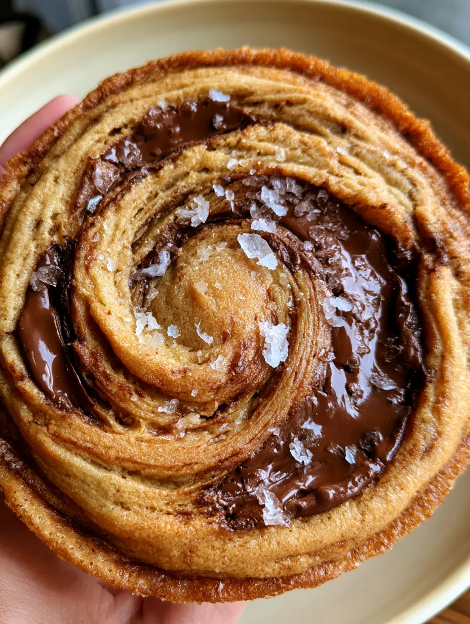 Extreme close-up of waves of golden-brown caramelized dough and glossy dark chocolate pools. (Rippled Chocolate Chip Cookies)