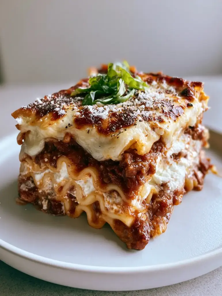 Top view of melted bubbly mozzarella with golden-brown toasted spots on a homemade lasagna.
