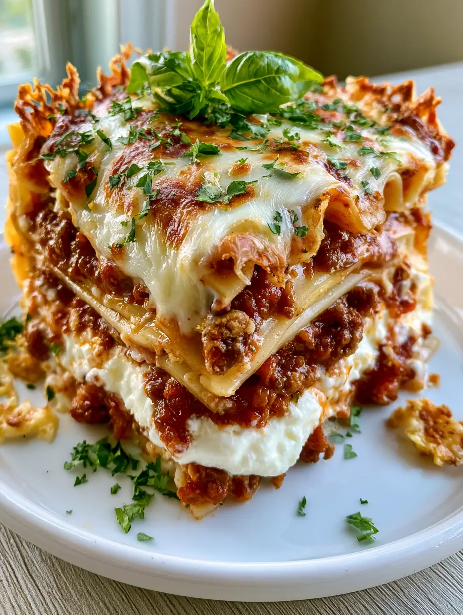 Best Homemade Lasagna with Thick Ricotta and Bubbly Mozzarella 3 Extreme macro photo of best homemade lasagna showing melted mozzarella bubbles and golden brown toasted spots.