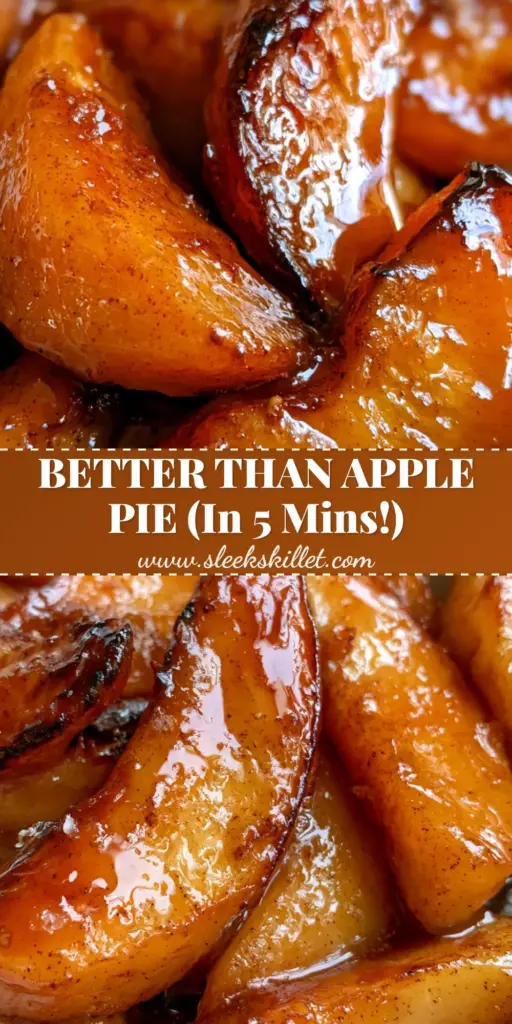 Close up of caramelized air fryer cinnamon apples with amber syrup and flaky sea salt in a white bowl.