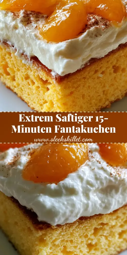 Fantakuchen: The Authentic German Orange Soda Cake Recipe 4 A thick slice of German Fantakuchen with golden sponge, white cream topping, and mandarin oranges. (Fantakuchen)