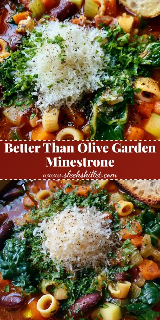 A close-up overhead shot of a rustic bowl of minestrone soup featuring a rich crimson tomato broth, shimmering golden olive oil droplets, and a mountain of parmesan cheese.