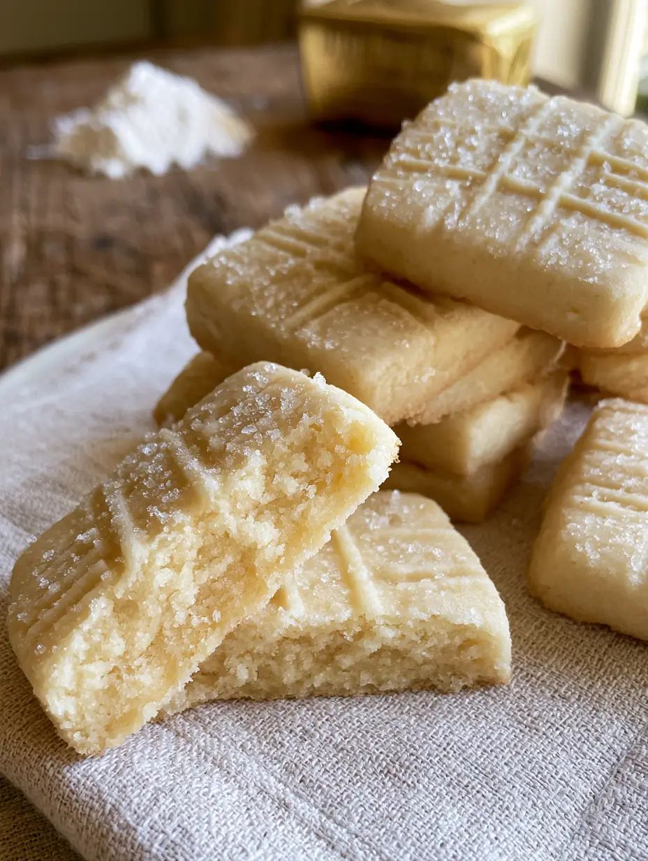 Shortbread Cookies Recipe: The Ultimate 3-Ingredient Buttery Classic 4 Close up of a snapped shortbread cookie revealing a dense, ivory interior and fine-sand crumb. (shortbread cookies recipe)