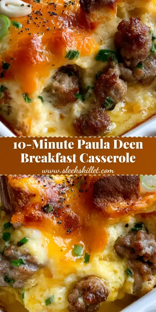 Paula Deen Breakfast Casserole: The Ultimate Buttery Southern Comfort 3 A vertical eye-level close-up of a Paula Deen Breakfast Casserole slice being lifted from a white stoneware dish, showing golden brioche and bubbly sharp cheddar.