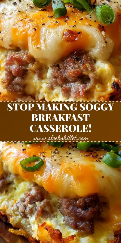 Mountain Man Crock Pot Breakfast: The Ultimate Crispy Hash Brown Casserole 4 A thick slice of Mountain Man Crock Pot Breakfast showing layers of crispy hash browns, savory pork sausage, and melted sharp cheddar cheese topped with green onions.