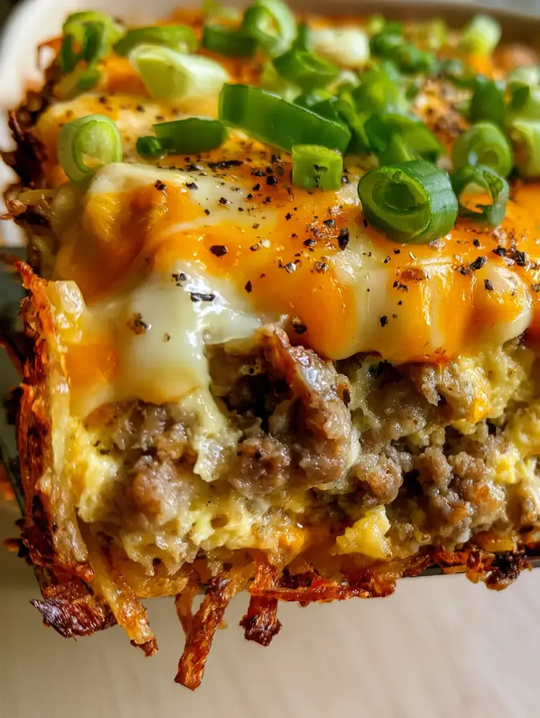 Mountain Man Crock Pot Breakfast: The Ultimate Crispy Hash Brown Casserole 1 A bubbling layer of sharp cheddar cheese over fluffy scrambled eggs and seared sausage in a Mountain Man Crock Pot Breakfast.