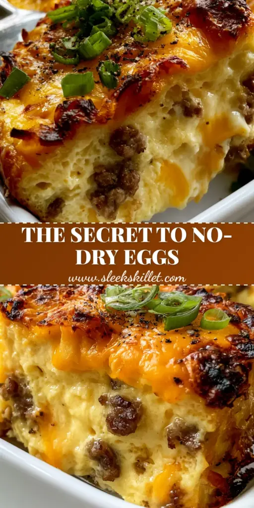 Creamy breakfast casserole with Crispy Hashbrowns and Sausage 4 A thick square of Creamy breakfast casserole being lifted from a white ceramic dish, showing crispy hashbrowns and a glistening egg custard layer.