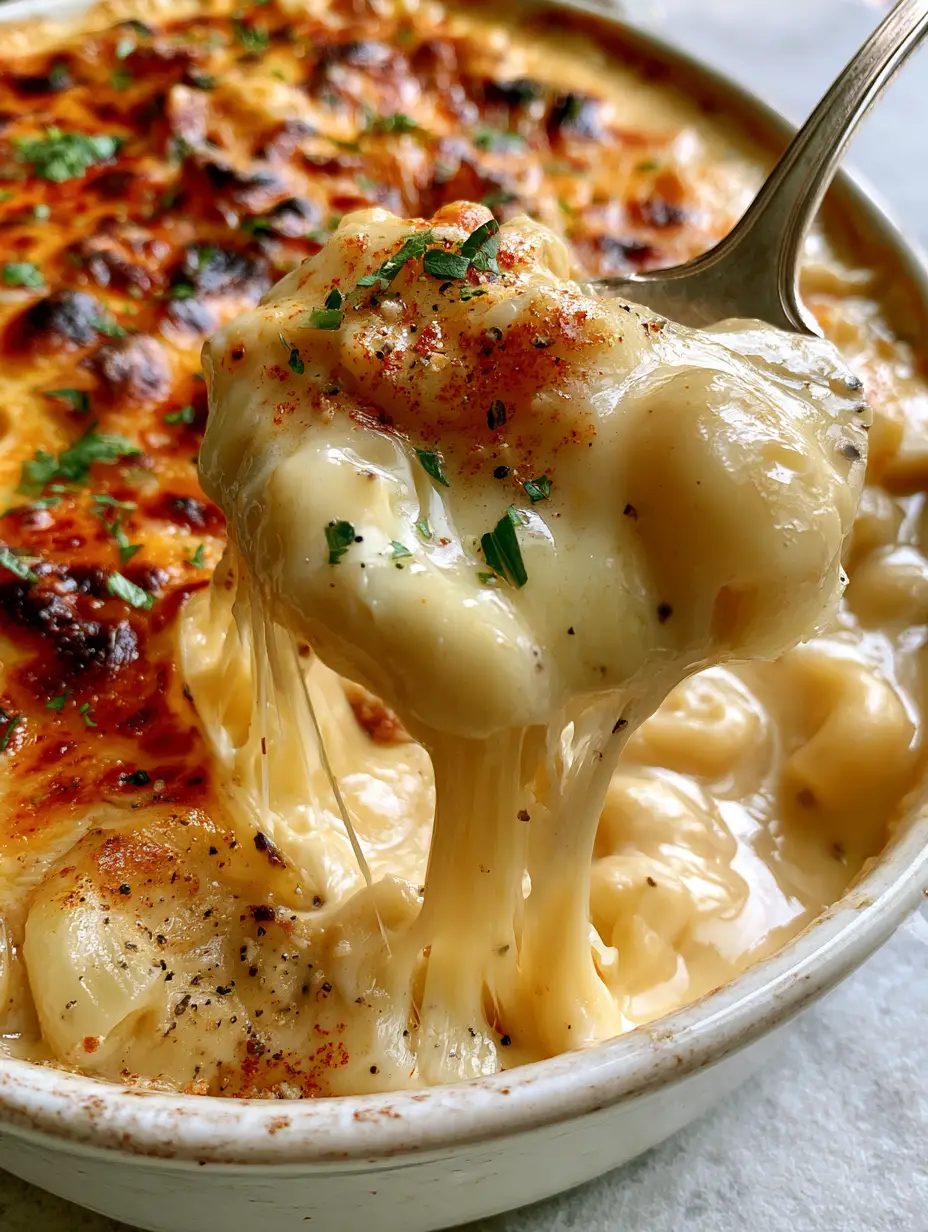 Southern Mac and Cheese: The Ultimate Baked Comfort Food 4 Extreme close-up of Southern Mac and Cheese featuring bubbling charred golden-brown cheese and cracked black pepper.