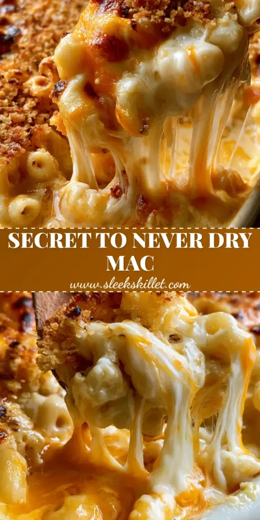 Creamy Baked Macaroni and Cheese with the Ultimate Cheese Pull 3 A vertical shot showing a massive white cheese pull from a dish of Creamy Baked Macaroni and Cheese with a golden-brown panko crust.