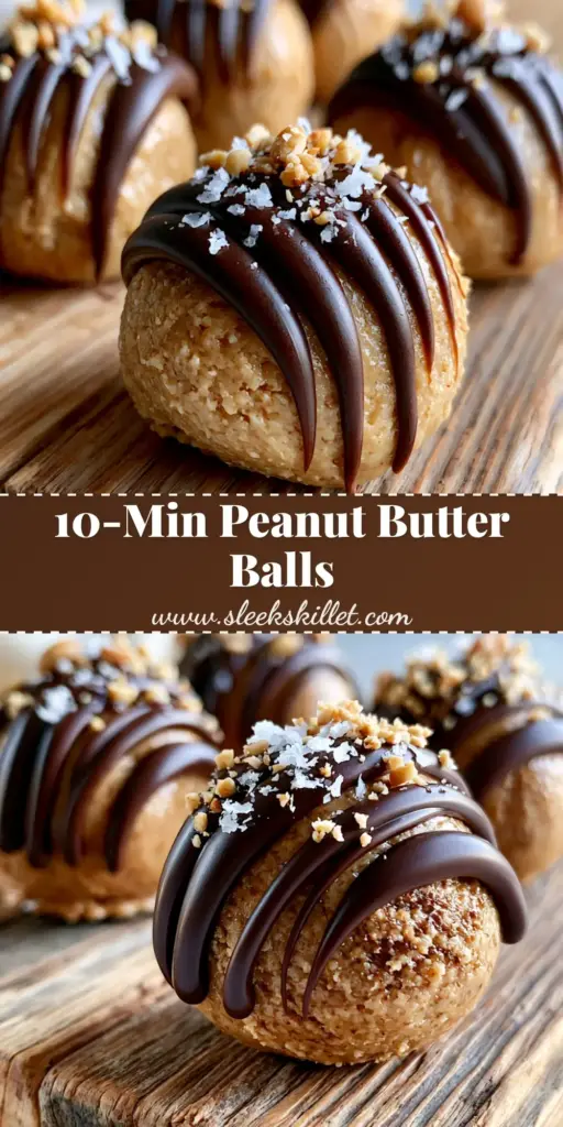 A group of creamy peanut butter balls drizzled with glossy dark chocolate and sprinkled with sea salt on a rustic board.