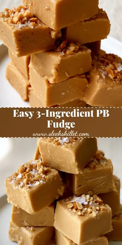 Peanut Butter Fudge: The Ultimate Thick-Cut Creamy Recipe 4 A towering stack of thick-cut peanut butter fudge squares topped with Maldon sea salt and crushed peanuts on a white plate. (peanut butter fudge)