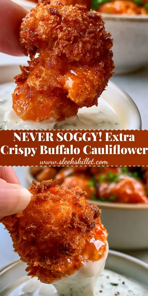 Air Fryer Buffalo Cauliflower Bites: The Ultimate Crispy Recipe 3 A close up of jagged golden-brown air fryer buffalo cauliflower bites piled in a bowl with fresh chives. (air fryer buffalo cauliflower bites)