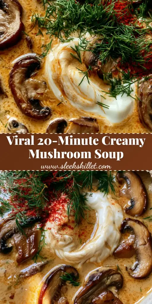 Hungarian Mushroom Soup recipe: A Creamy, Paprika-Infused Masterpiece 3 A top-down view of a rustic ceramic bowl containing Hungarian Mushroom Soup with a thick sour cream swirl, fresh dill fronds, and a side of torn sourdough bread. (Hungarian Mushroom Soup recipe)