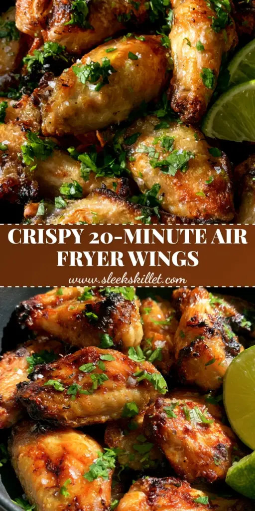 Cilantro Lime Chicken Wings: The Ultimate Crispy Air Fryer Recipe 3 A close-up shot of crispy Cilantro Lime Chicken Wings with blistered skin and fresh cilantro in a black bowl.