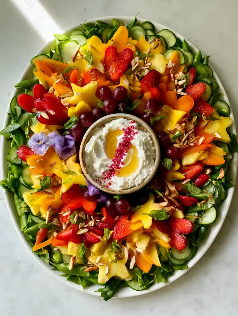 A detailed smartphone photo of whipped feta topped with honey and pink peppercorns on a Yay Food platter.